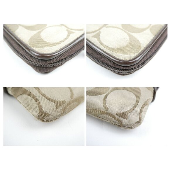 Coach Signature Khaki Mahogany Wristlet - Picture 10 of 14